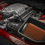 The 2018 Dodge Challenger SRT Demon’s standard Air-Grabber™ intake system features a significantly larger air box that is sealed and ducted to the hood scoop.