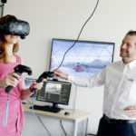 In its virtual-reality lab the Audi Academy is testing new virtual learning formats. VR training is used, for example, in training courses for the Audi e-tron to familiarize employees with the electric drive system, as well as in logistics.