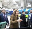 Vice President Kamala Harris thanks workers making electric buses